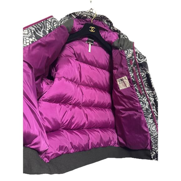 The North Face Jacket Girls XL 18 Hooded Down Puffer Lace Print - Picture 2 of 12